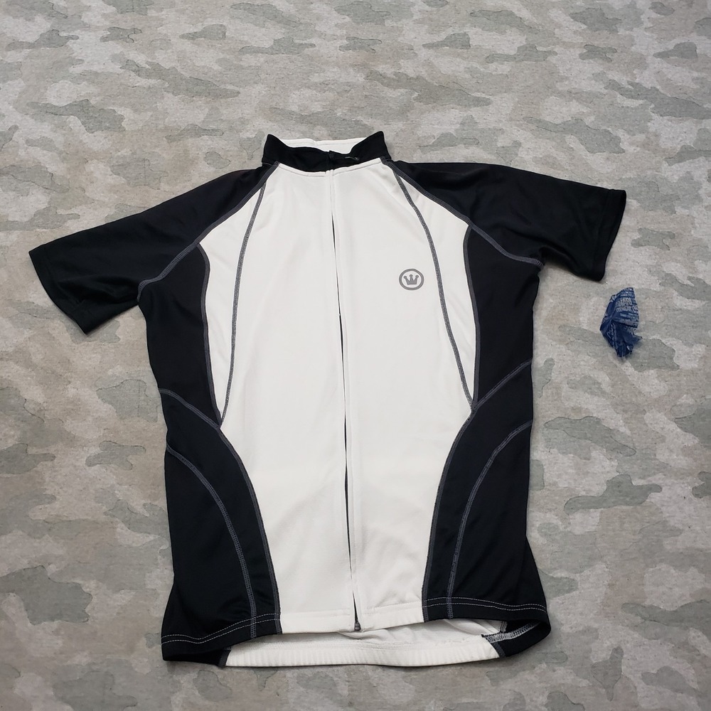 Canari Cycling Jersey Mens Medium White Full Zip Short Sleeve